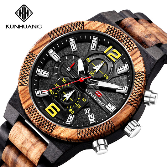Kunhuang Quartz Men's Wooden Watch
