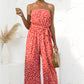 Printed Strapless Wide Leg Jumpsuit