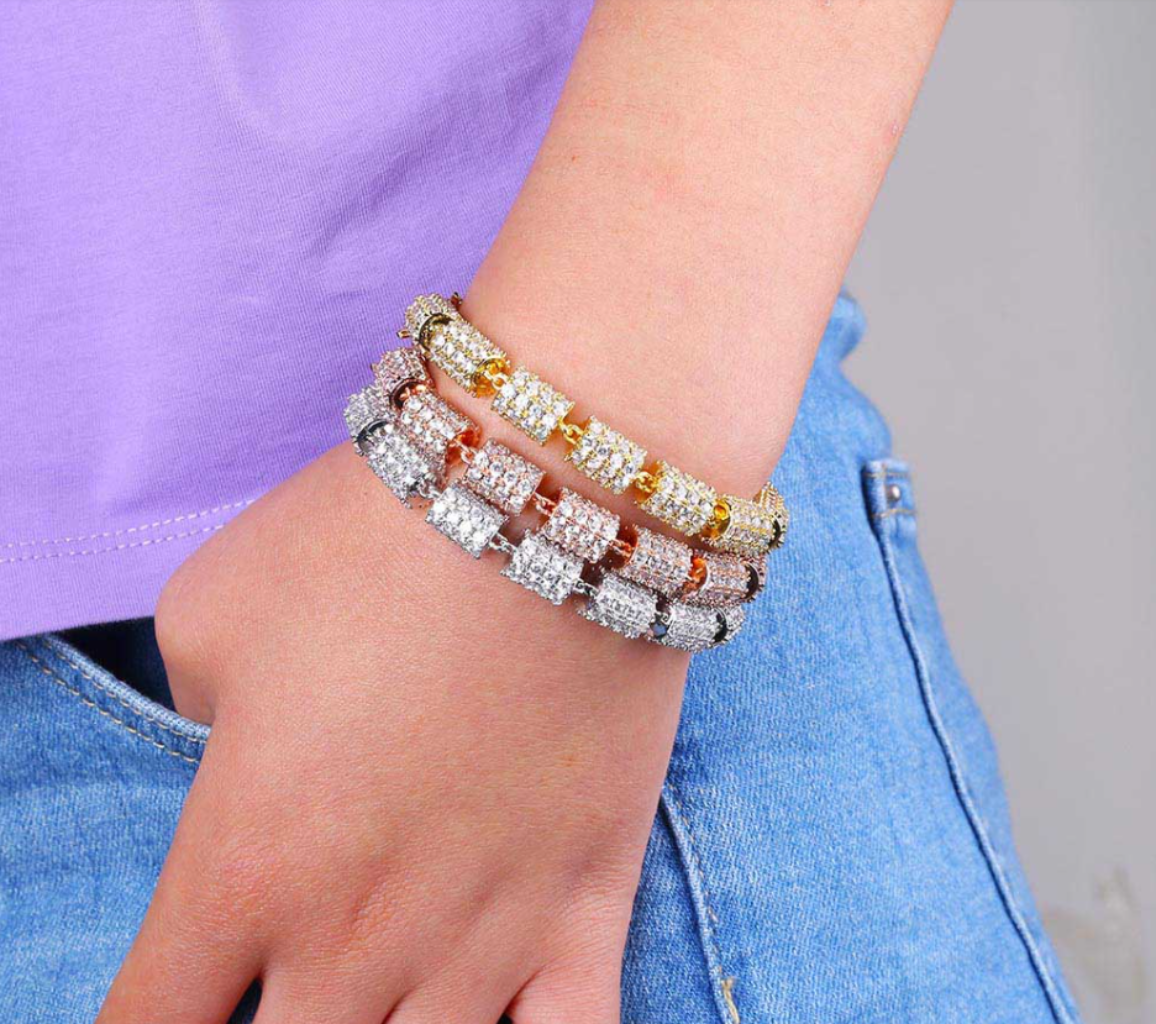CZ Stone Bracelet With Three Colors - Charm Jewelry
