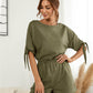 Knotted Cuff Dolman Sleeve Romper