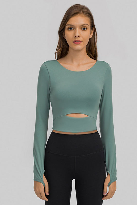 Cut Out Front Crop Yoga Tee