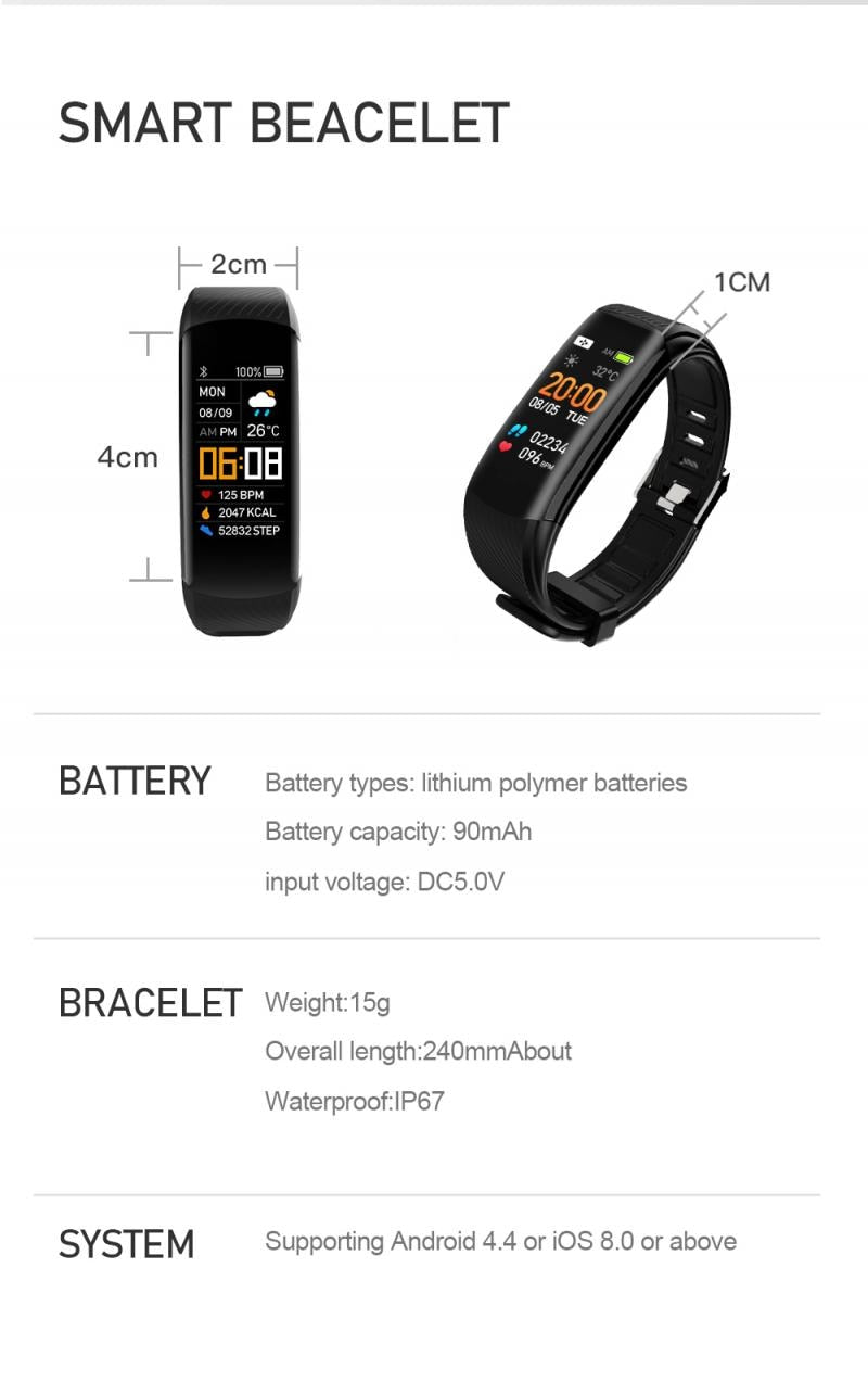 Waterproof Smart Band Bracelet for Android or iOS