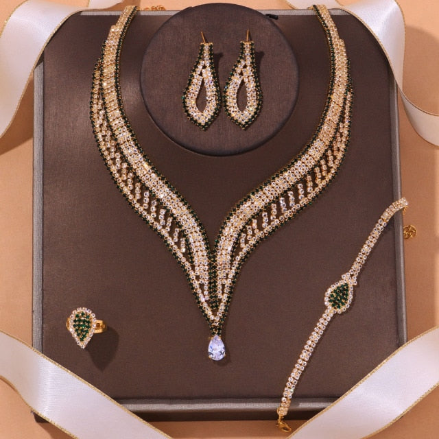 Bridal Jewelry Set - Crystal Water-Drop Dubai Set    Fashion Wedding Accessories