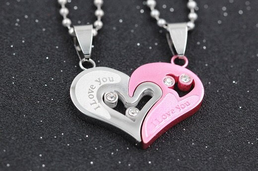 Stainless Steel Black Heart Love Necklace Pendant for Couples